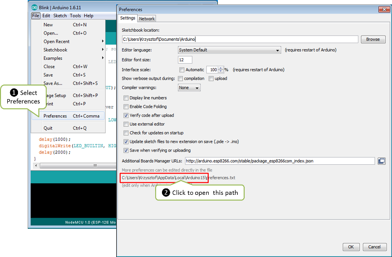Checking of Arduino IDE Preferences