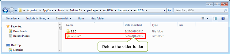 Checking of contents of esp8266 / Arduino package folder